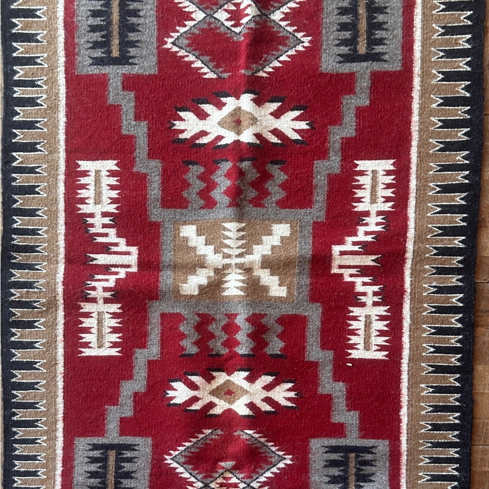 Southwestern Red Geometric Runner Rug